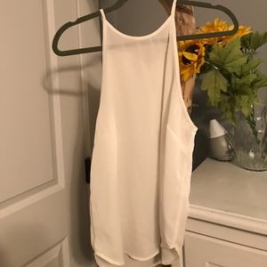 White tight neck tank top